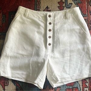 White linen Shorts High-Waisted Tailored